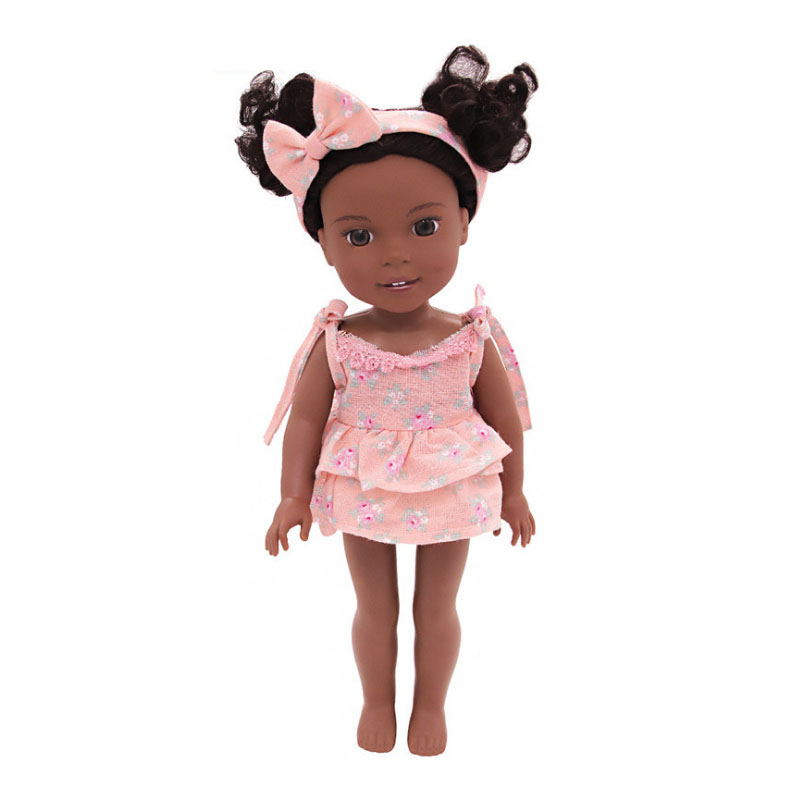 14 inch doll clothes doll little pink short dress with hair ties-CL-0139插图2