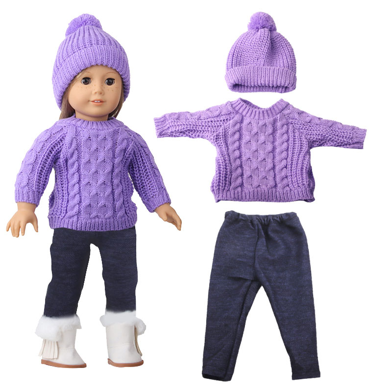 18 inch doll clothes doll sweater + scarf + hat + jeans set-CL-0151插图2