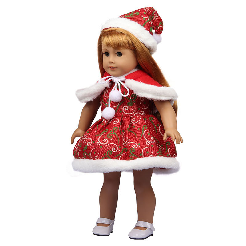 18 inch doll clothes doll hairball shawl Christmas dress set-CL-0154插图5