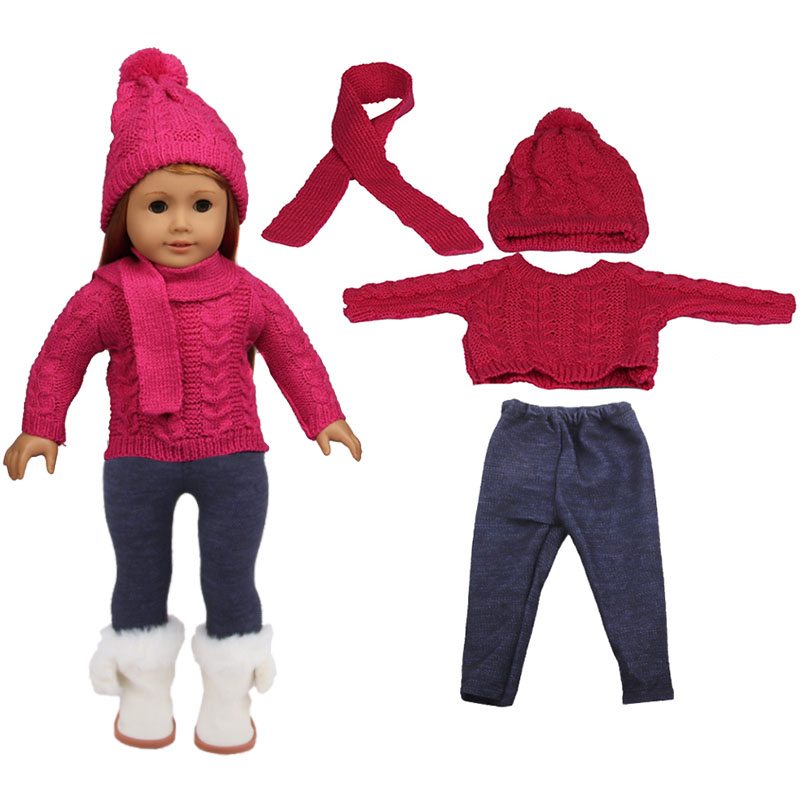 18 inch doll clothes doll sweater + scarf + hat + jeans set-CL-0151插图1