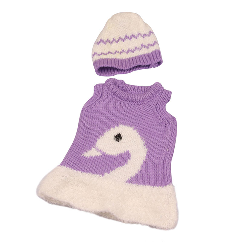 18 inch doll clothes doll swan print sweater dress + hat-CL-0148插图2
