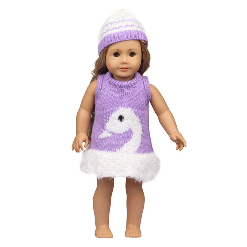 18 inch doll clothes doll swan print sweater dress + hat-CL-0148插图3