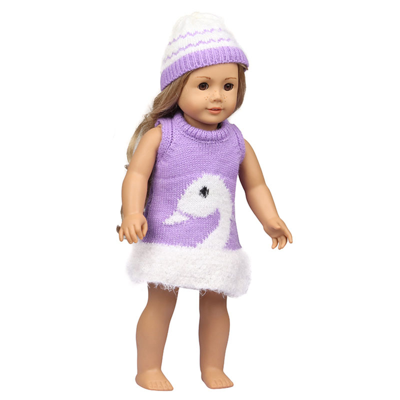 18 inch doll clothes doll swan print sweater dress + hat-CL-0148插图4