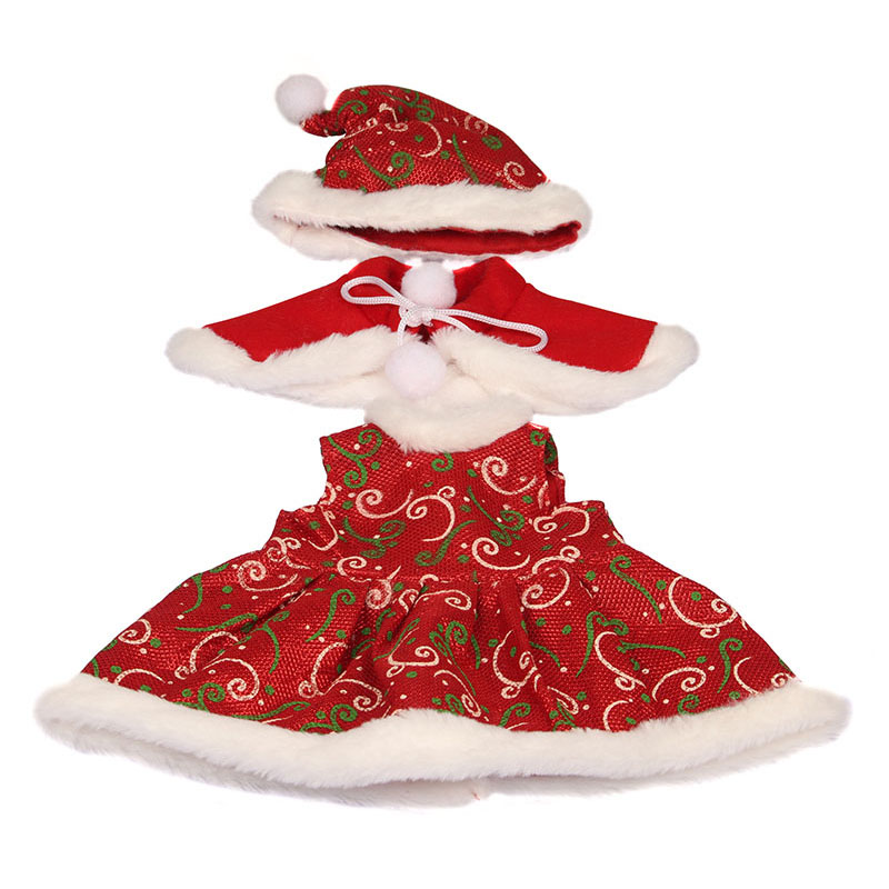 18 inch doll clothes doll hairball shawl Christmas dress set-CL-0154插图2