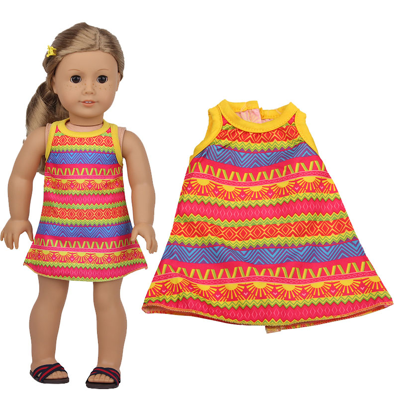 18 inch doll clothes doll colorful sleeveless dress-CL-0135插图