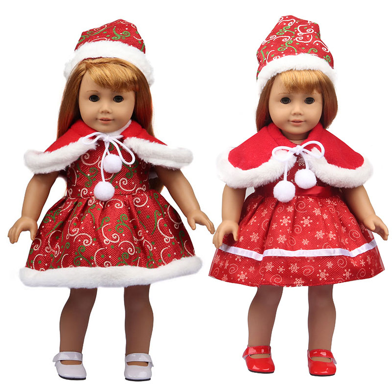 18 inch doll clothes doll hairball shawl Christmas dress set-CL-0154插图3