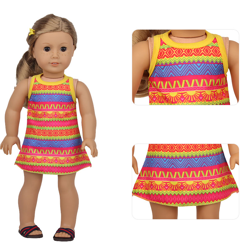 18 inch doll clothes doll colorful sleeveless dress-CL-0135插图1