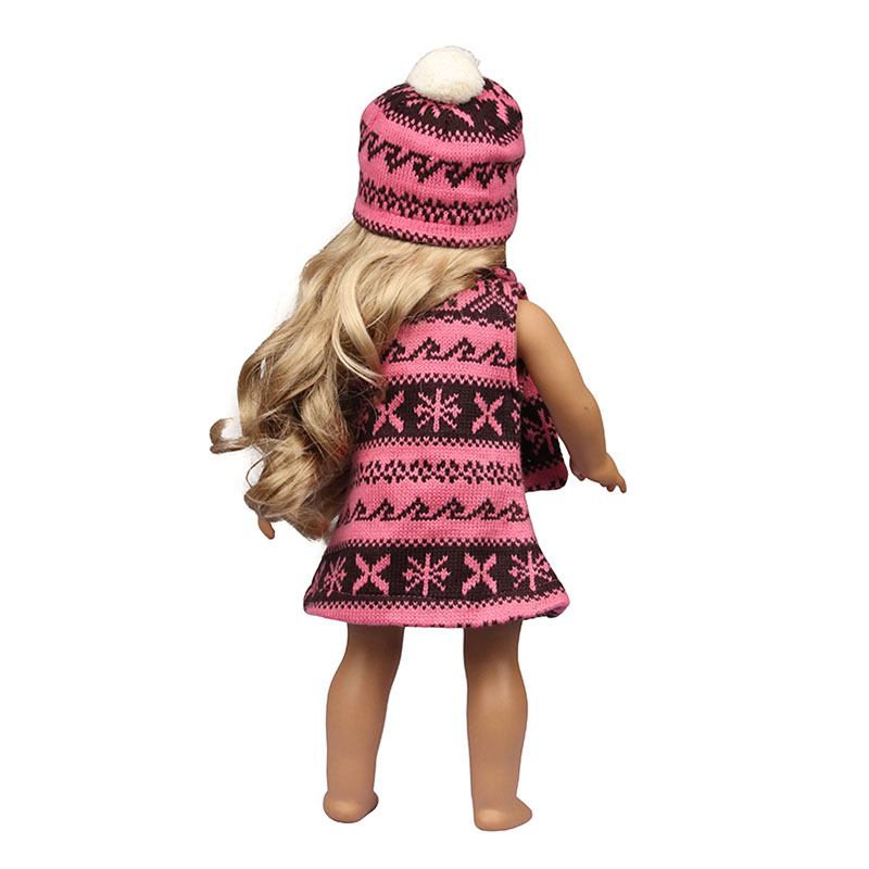 18 inch doll clothes doll knit sweater dress + scarf + hat-CL-0147插图4