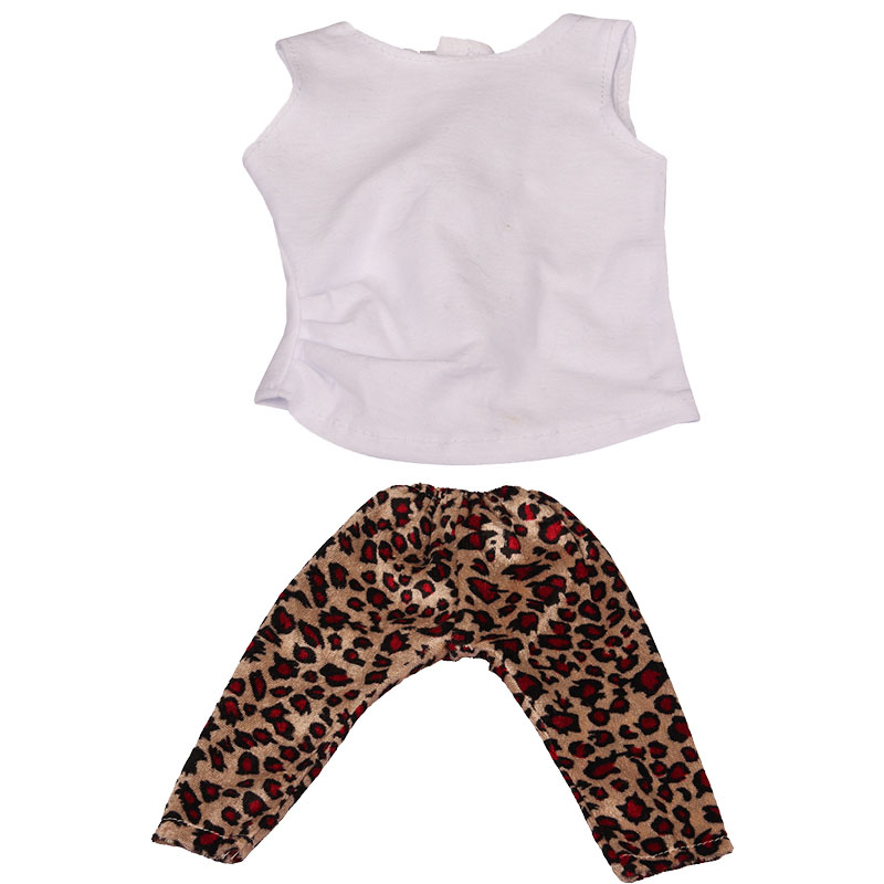 18 inch doll clothes doll leopard print pants with white T-shirt-CL-0133插图2
