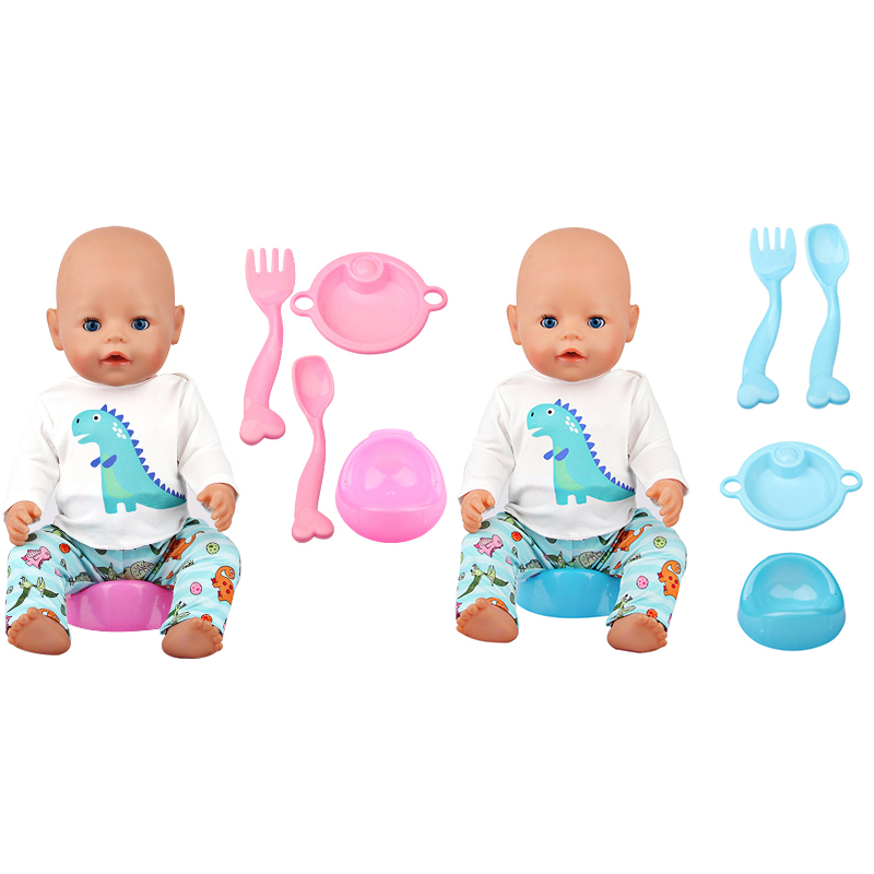 Doll accessories baby doll play set -fork spoon dining plate nipple toilet tray-BE-0013插图1