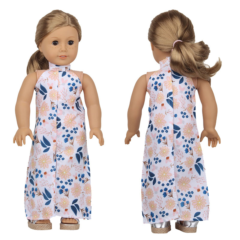 18 inch doll clothes doll leaf print sleeveless dress-CL-0130插图1