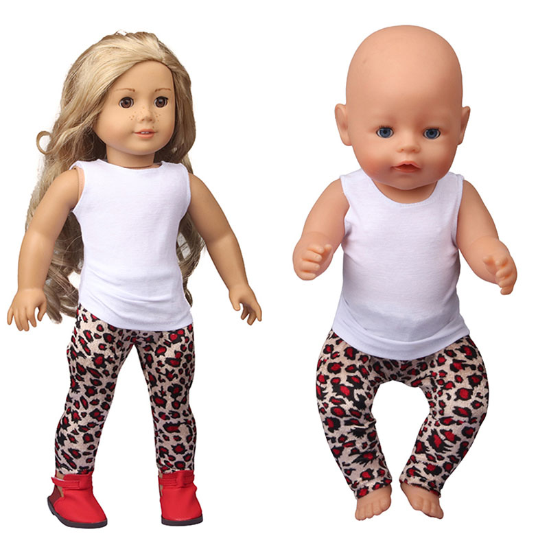 18 inch doll clothes doll leopard print pants with white T-shirt-CL-0133插图3