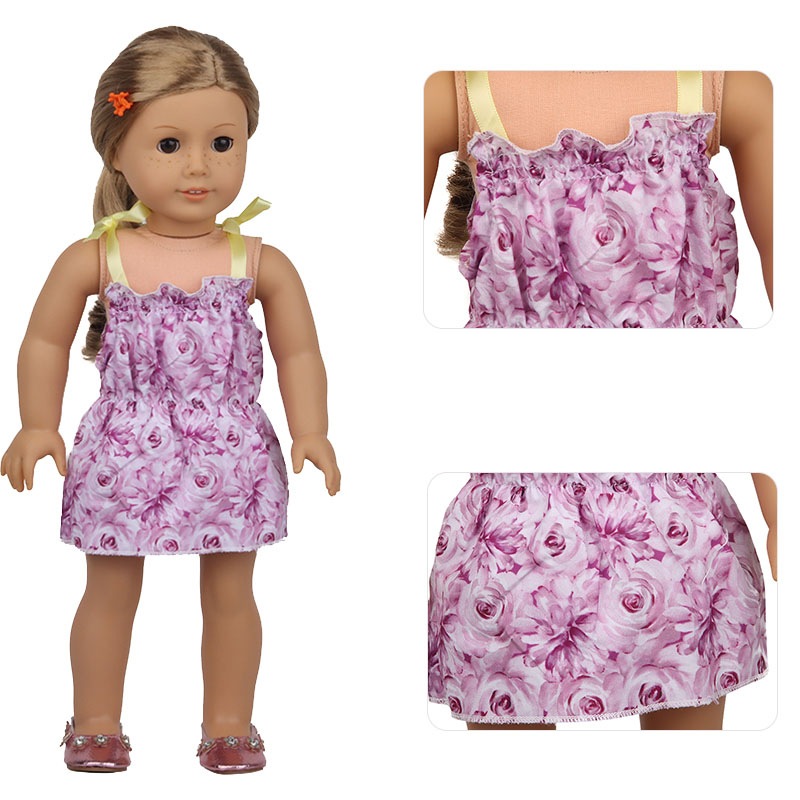 18 inch doll clothes doll purple double shoulder lace up short dress-CL-0137插图1