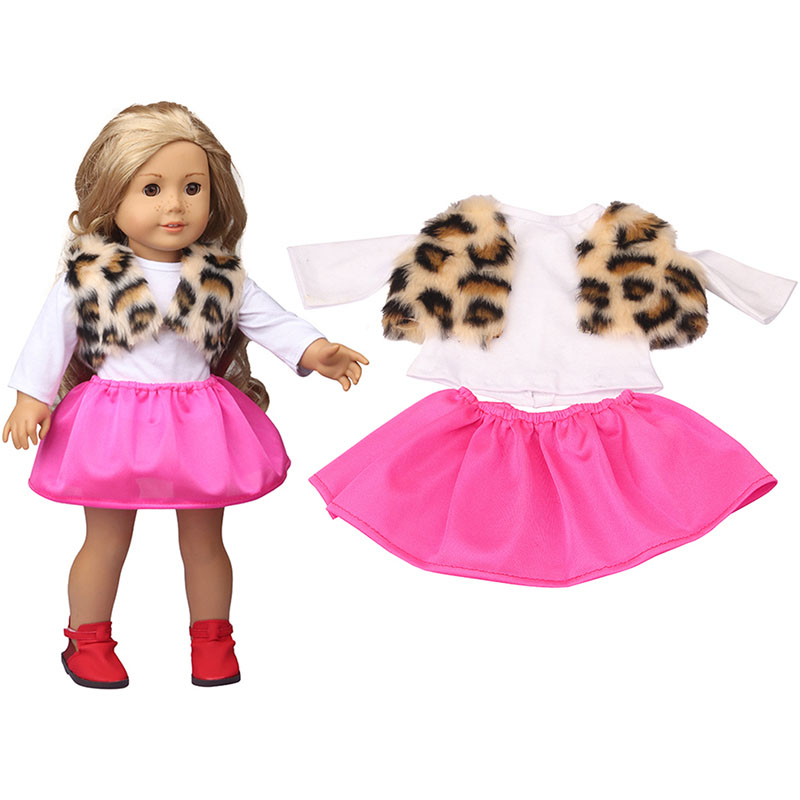 18 inch doll clothes doll leopard print vest + t-shirt + skirt-CL-0156插图