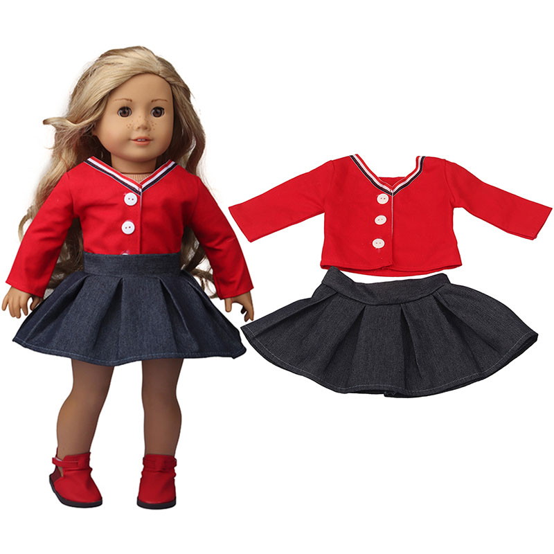 18 inch doll clothes doll infrared jacket + denim skirt-CL-0161插图