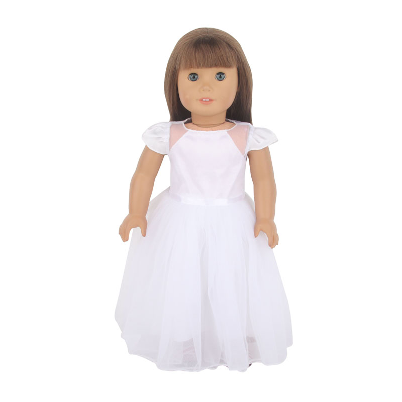 18 inch doll clothes doll plain white dress-CL-0105插图1