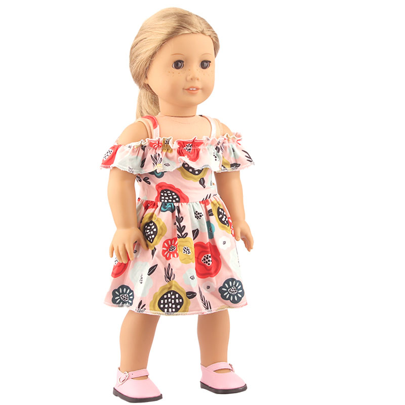 18 inch doll clothes doll milk silk floral dress-CL-0106插图3