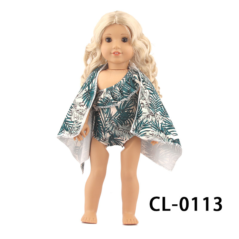 18 inch doll clothes doll leaf print swimsuit with shawl-CL-0113插图3