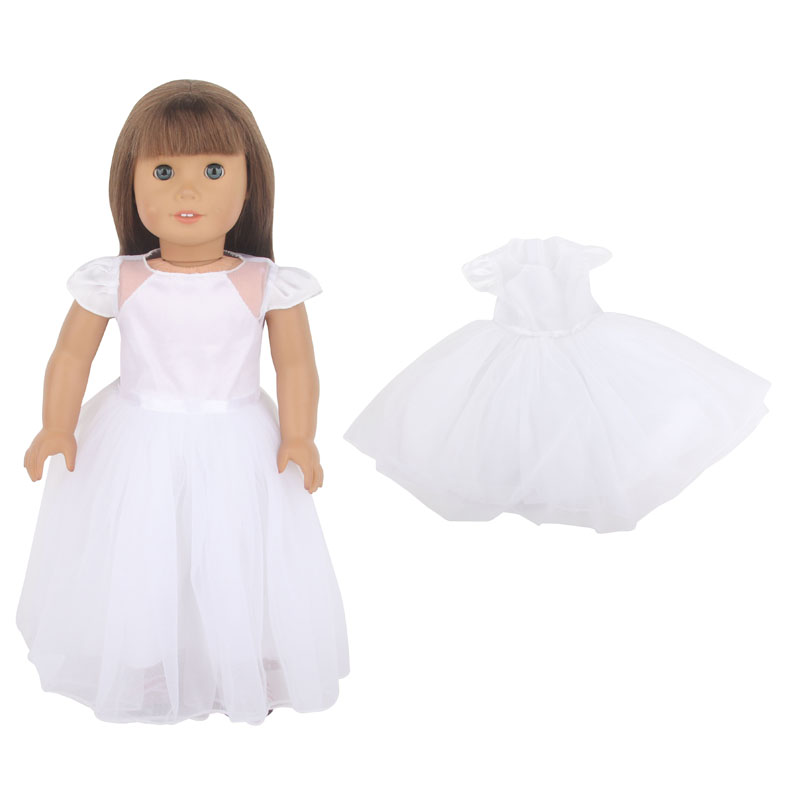 18 inch doll clothes doll plain white dress-CL-0105插图
