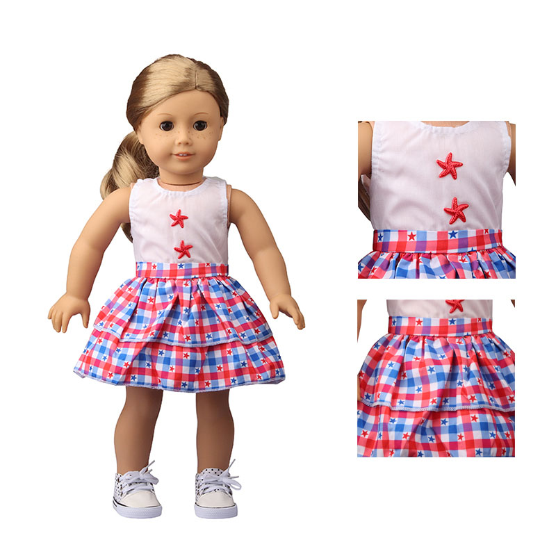18 inch doll clothes doll American flag sleeveless dress-CL-0186插图1