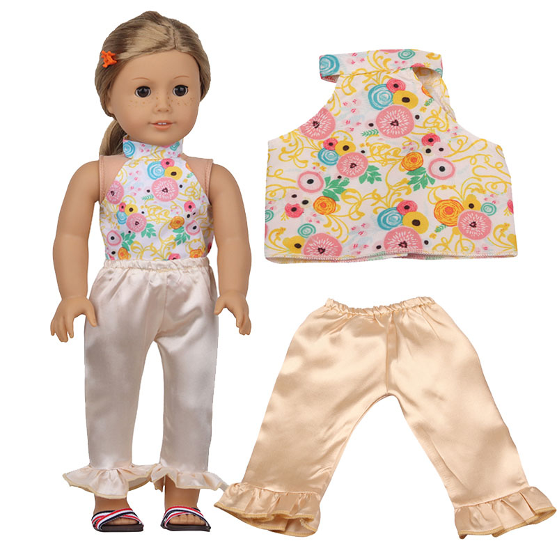 18 inch doll clothes doll bib T-shirt + yellow pants-CL-0184插图1