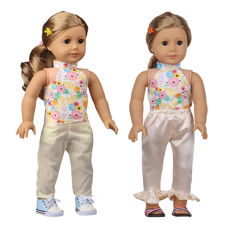 18 inch doll clothes doll bib T-shirt + yellow pants-CL-0184插图2