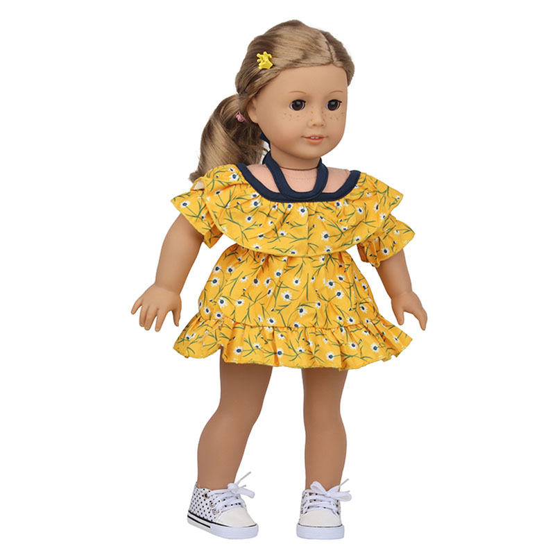 18 inch doll clothes doll yellow floral dress-CL-0192插图4