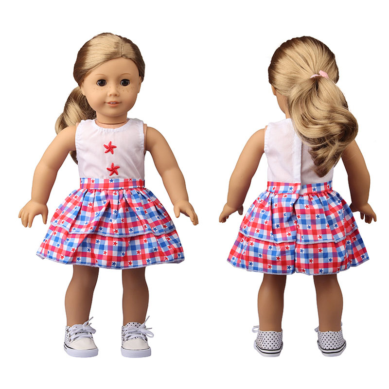 18 inch doll clothes doll American flag sleeveless dress-CL-0186插图