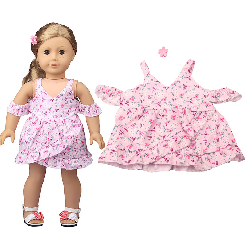 18 inch doll clothes doll one shoulder floral dress-CL-0189插图