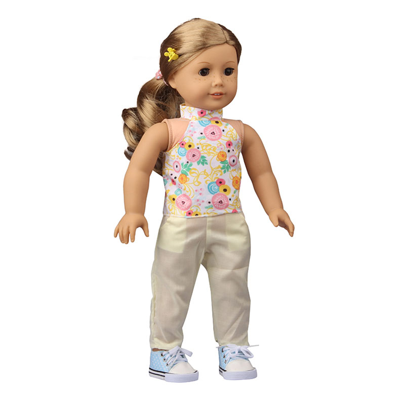 18 inch doll clothes doll bib T-shirt + yellow pants-CL-0184插图5
