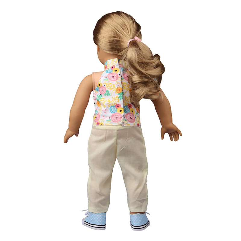 18 inch doll clothes doll bib T-shirt + yellow pants-CL-0184插图4