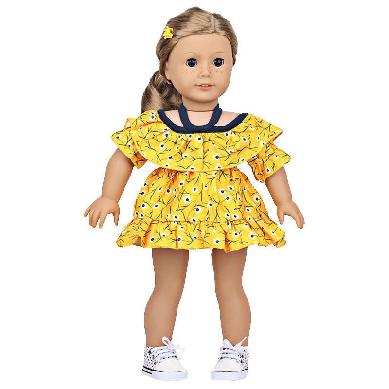 18 inch doll clothes doll yellow floral dress-CL-0192插图3