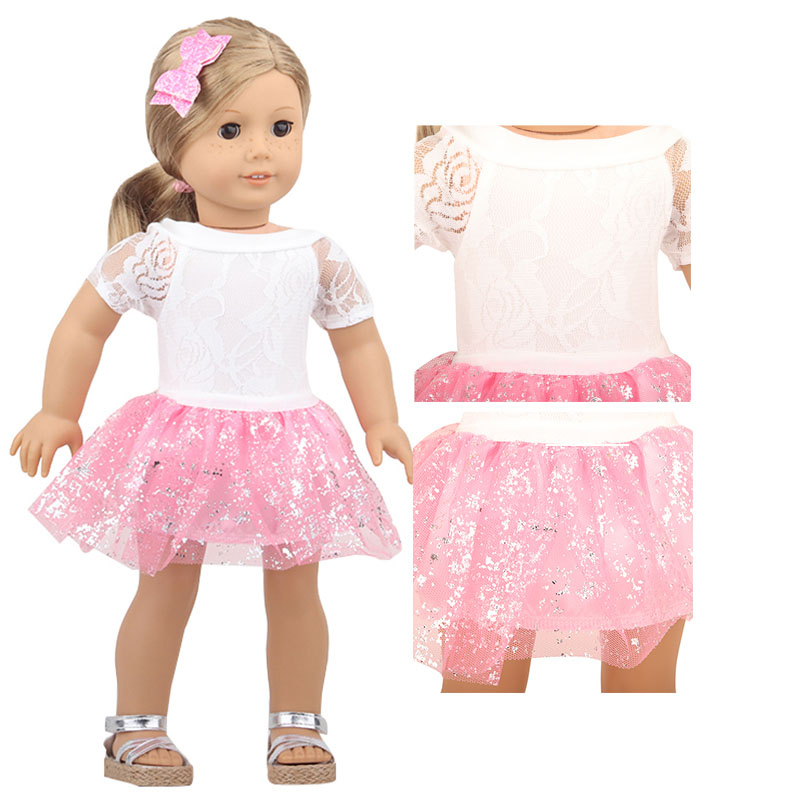 18 inch doll clothes doll white lace blouse and pink doll saree-CL-0188插图1