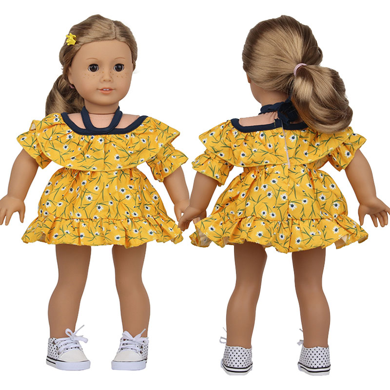 18 inch doll clothes doll yellow floral dress-CL-0192插图2