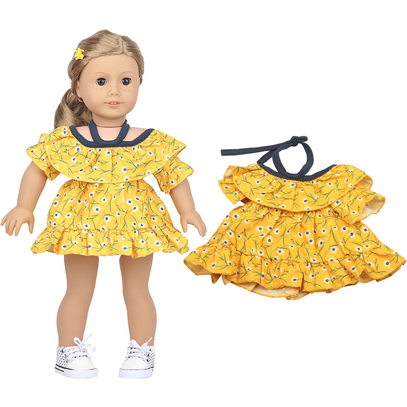 18 inch doll clothes doll yellow floral dress-CL-0192插图