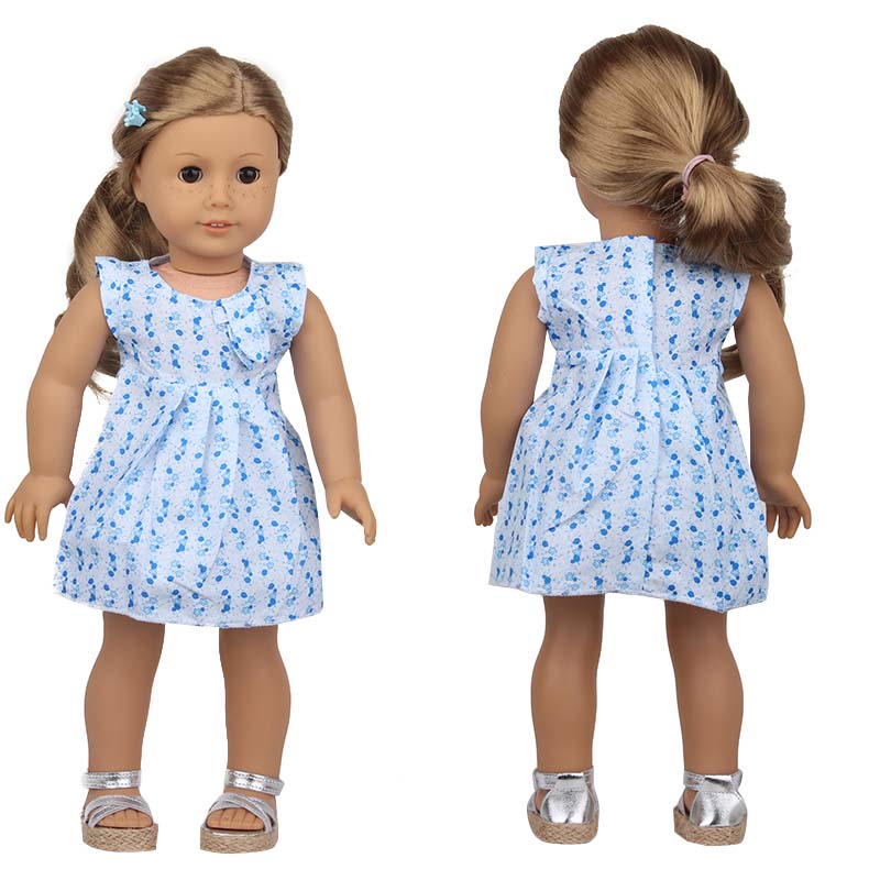 18 inch doll clothes doll blue floral dress -CL-0205插图