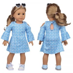 18 inch doll clothes doll  blue fish scale skirt off shoulder dress CL-0220插图