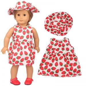 18 inch doll clothes doll red and white strawberry dress CL-0236插图