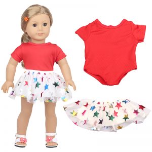 18 inch doll clothes red star gauze skirt CL-0243插图