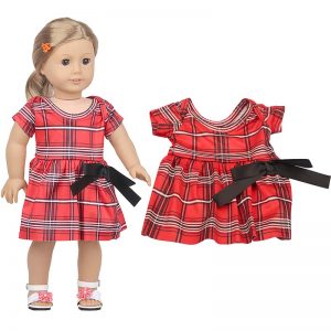 18 inch doll clothes red plaid dress CL-0219插图1