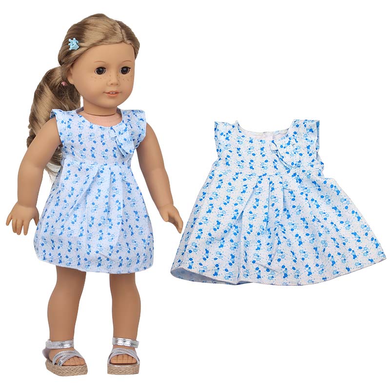 18 inch doll clothes doll blue floral dress -CL-0205插图2