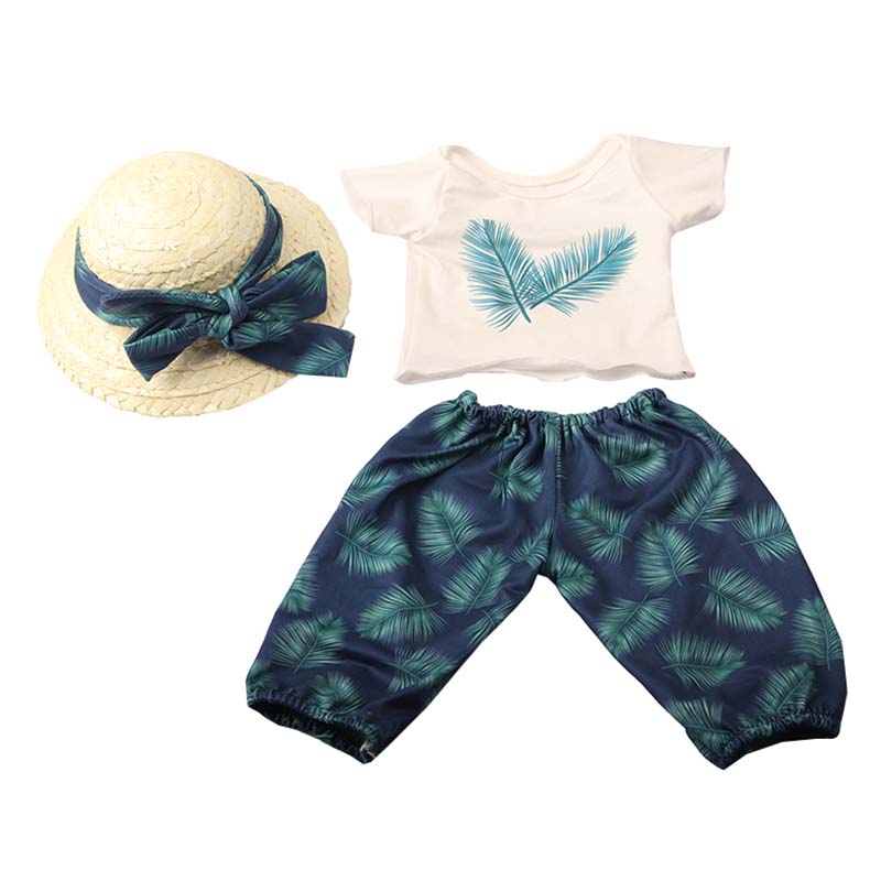 18 inch doll clothes doll leaf set summer sets vacation style straw hat set -CL-0211插图5