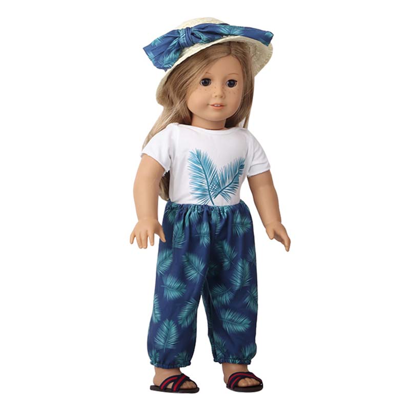 18 inch doll clothes doll leaf set summer sets vacation style straw hat set -CL-0211插图9
