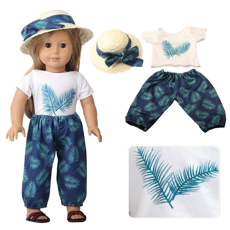 18 inch doll clothes doll leaf set summer sets vacation style straw hat set -CL-0211插图1