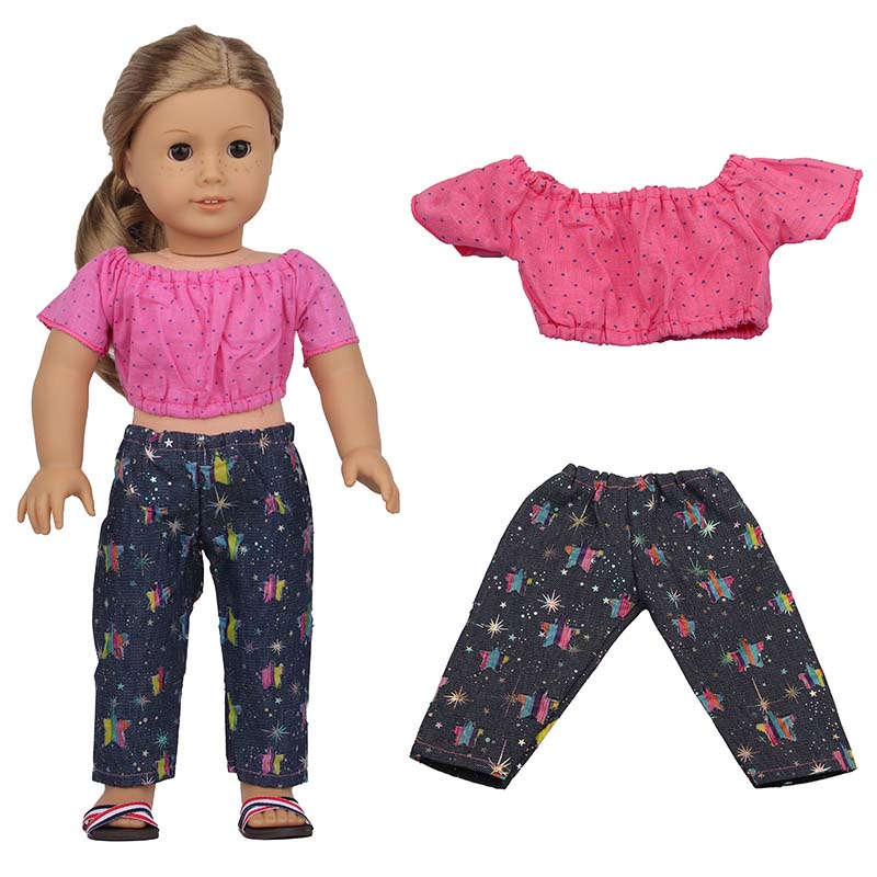 18 inch doll clothes doll  Summer doll set with stars（Shoes not included）-CL-0198插图
