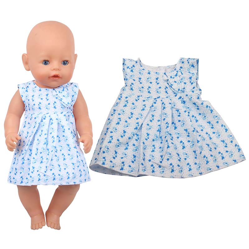 18 inch doll clothes doll blue floral dress -CL-0205插图1