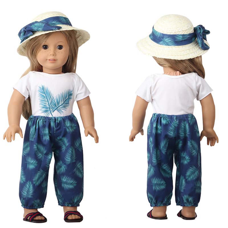 18 inch doll clothes doll leaf set summer sets vacation style straw hat set -CL-0211插图4