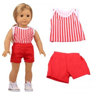 18 inch doll clothes doll red striped suit CL-0215插图