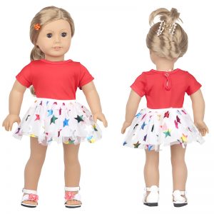 18 inch doll clothes red star gauze skirt CL-0243插图1
