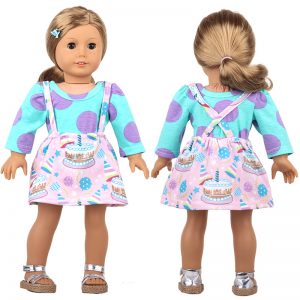 18 inch doll clothes  birthday cake printed skirt overalls CL-0245插图